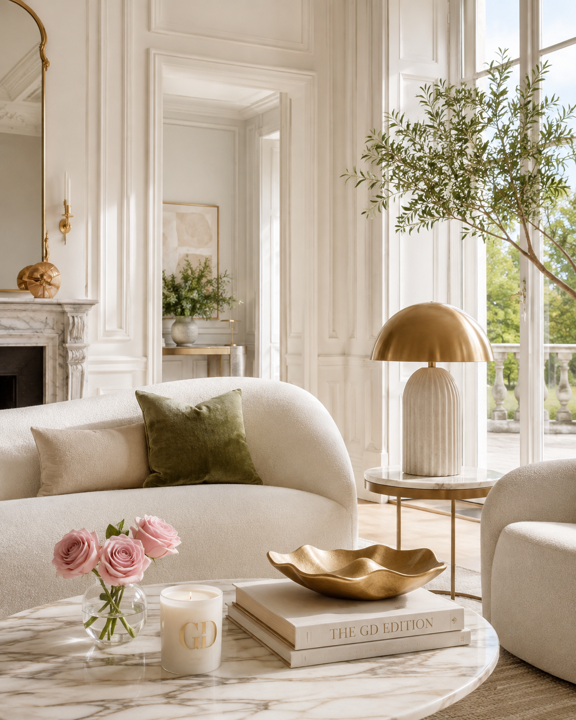 Elegant neutral living room interior